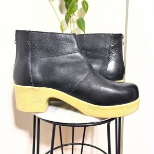 Calou Stockholm Wilma Zip Up Ankle Clog Boots Black Leather 41
